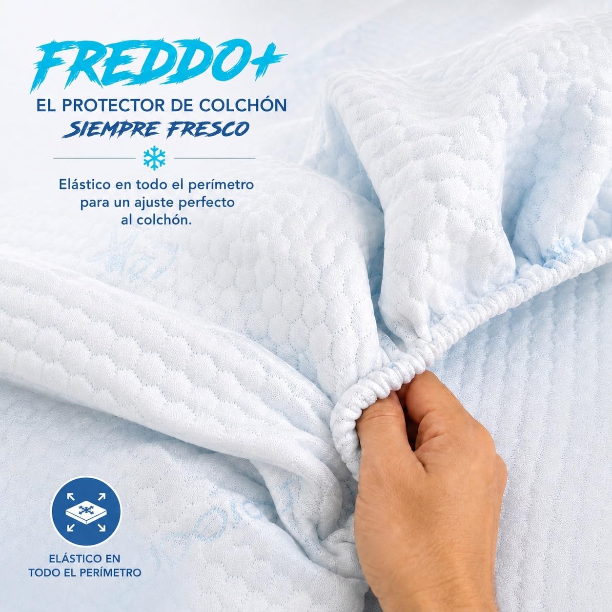 Tex family Cubrecolchón refrescante frío + Ice-Touch, de Verano, termorregulador, Transpirable, Antihumedad, Suave, elástico, 2 plazas - Cm. 175x200 + H25