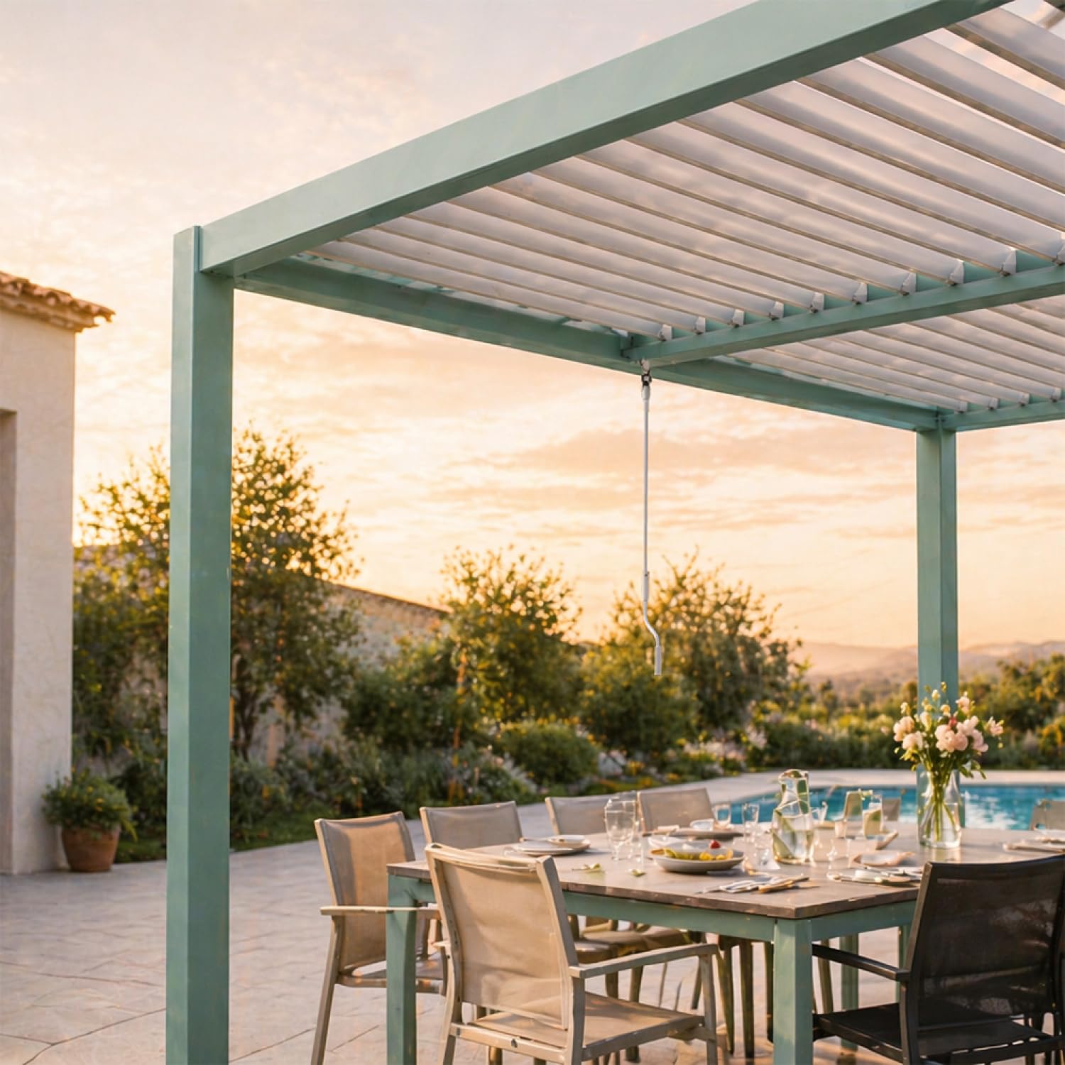 Pergola Bioclimatique Rhodes Aluminium Vert 3x3 m