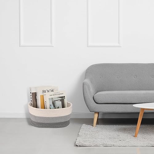 Miniatura 41 de Sawysine 6 cestas tejidas de cuerda de algodón para organizar cestas de almacenamiento, cestas de cuerda con asas para mantas, juguetes, sala