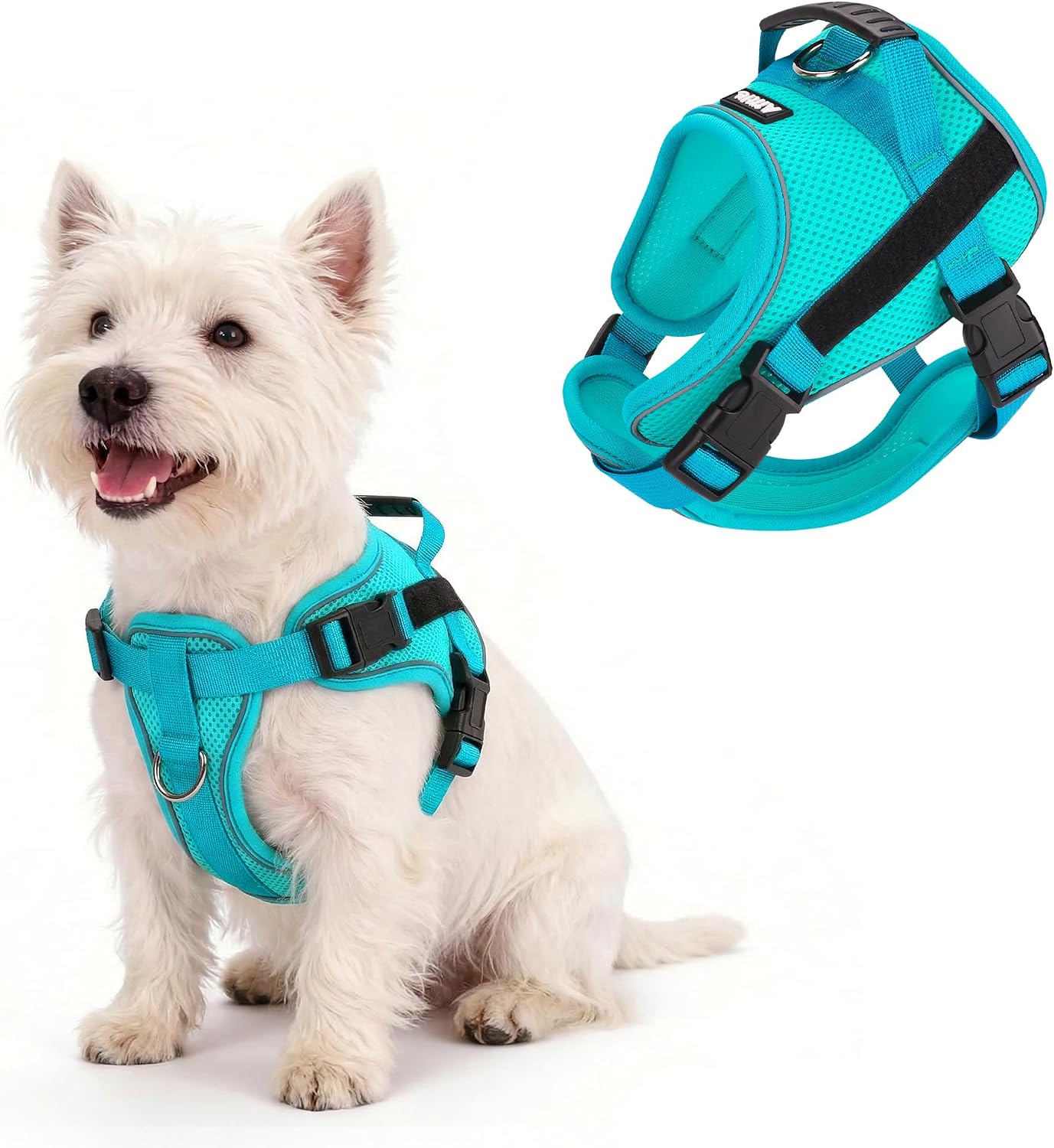 AIITLE No-Pull Dog Harness Reflective Mesh Vest Adjustable, Green M