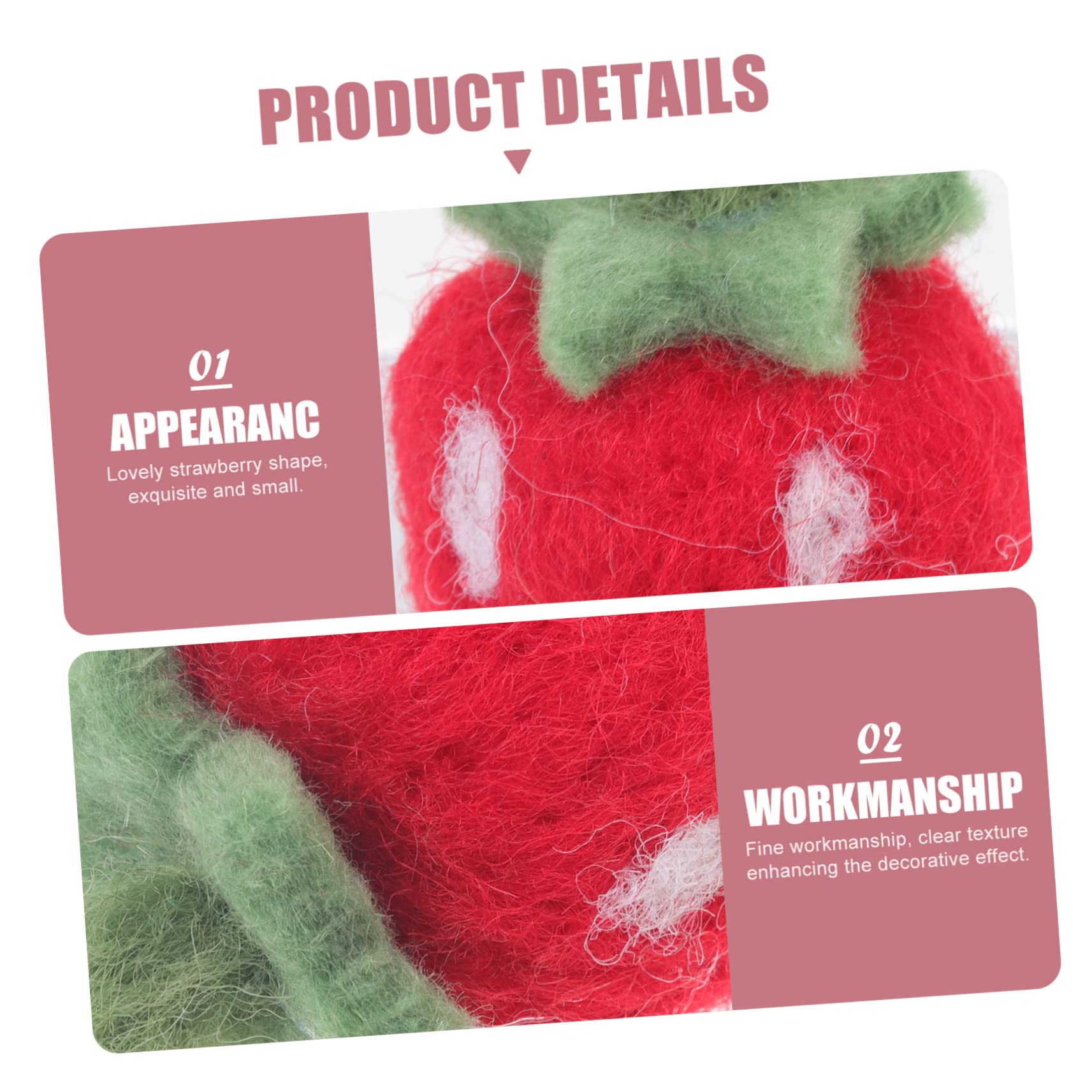 Sewroro 10pcs Strawberry Felt Crafts for Decorations Cute Felting Ornaments for Home Garden and Holiday Decor Present for Friends and Family