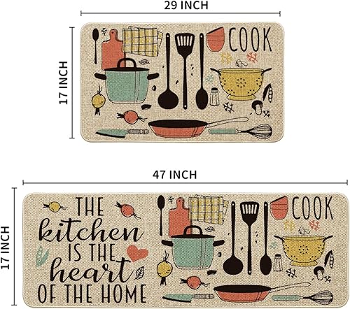 Miniatura 3 de Artoid Mode The Kitchen is The Heart of The Home - Juego de 2 tapetes de cocina de temporada tapetes de perfil bajo para fiestas de vacaciones para