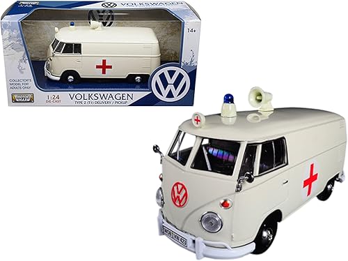 Motormax Volkswagen Tipo 2 T1 Ambulancia Crema 124 Diecast Modelo Coche 79565