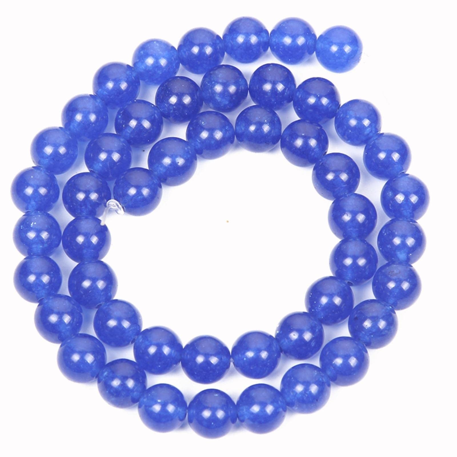 Lot De 60 Perles En Calcédoine Bleue Naturelle De 6 Mm Pour La Fabrication De Bijoux, Bracelets, Colliers