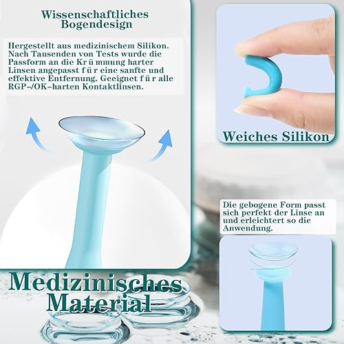 Miniatura 2 de Herramienta de eliminación de lentes de contacto duro, 6 piezas, con caja de almacenamiento, insertos para el cuidado de los ojos, elimina la