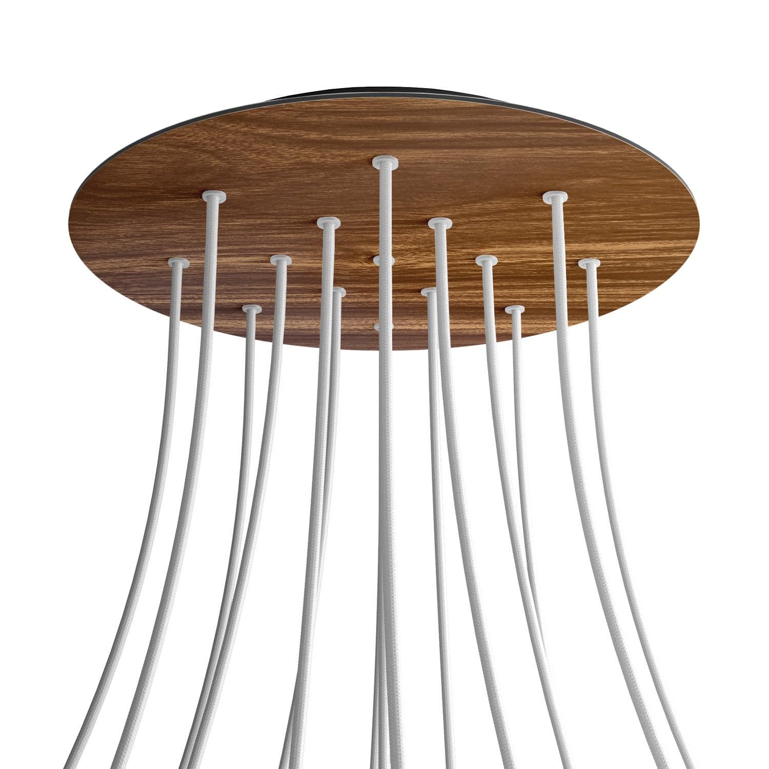 creative cables Rosone XXL rotondo nero linea Rose-One (serracavo conico, dibond legno, 15 fori e 4 fori laterali) – Per lampadari e sospensioni multiple