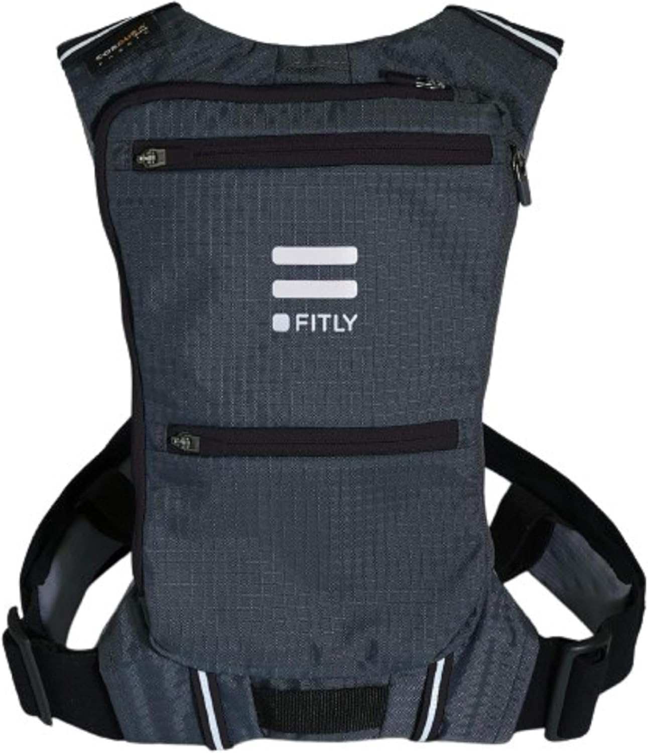 FITLY Minimalist Running Pack - Fitness Backpack Phone Holder, Storage, Thoracic Belt - Carry Personal Items - Running Gear for Men & Women - Lightweight Hydration Water Backpack