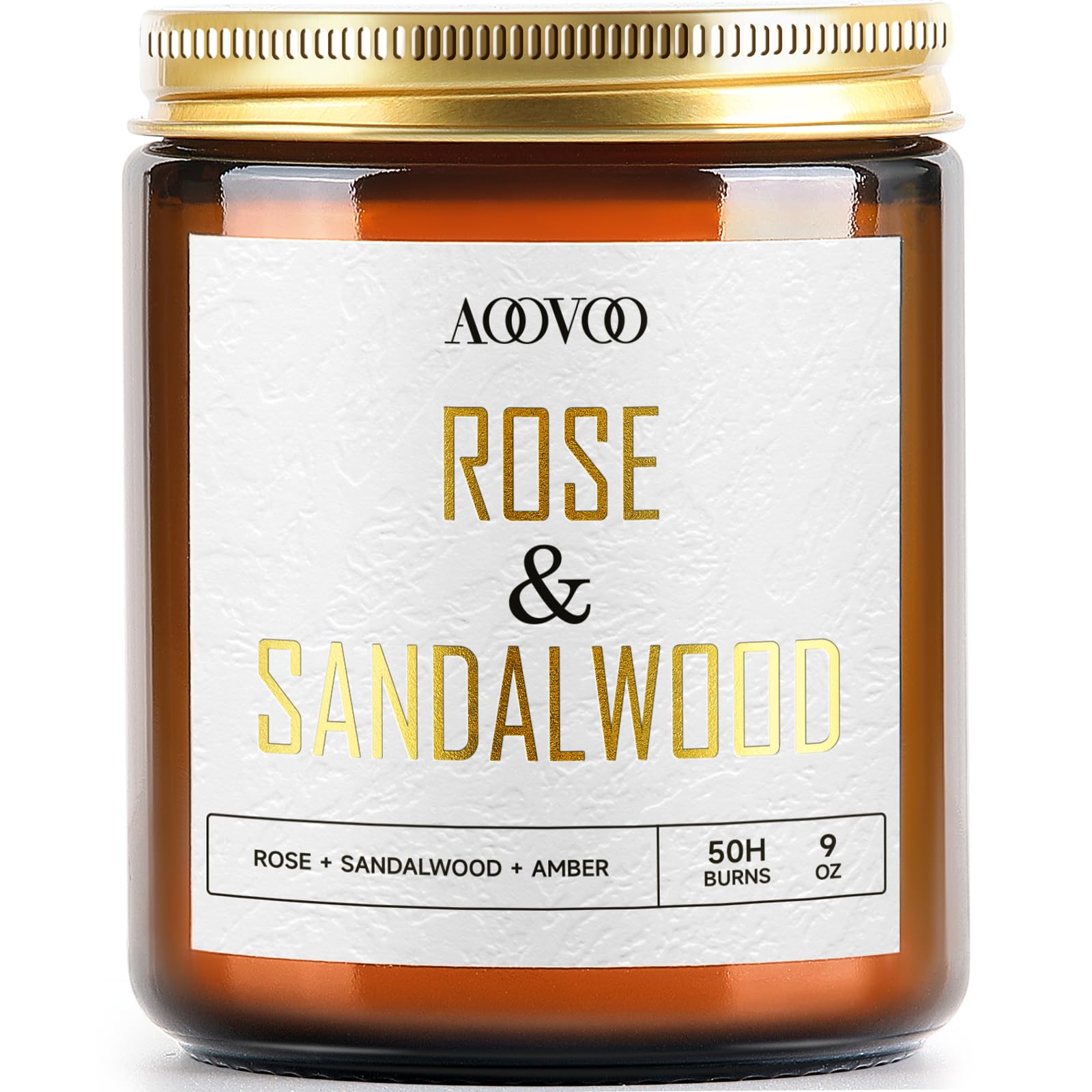 AOOVOO Rose Sandalwood Candle - Sandalwood Candle, Scented Candles, Soy Candles, Aromatherapy Candle, Soy Wax Candle, Candle for Home Scented, 9oz