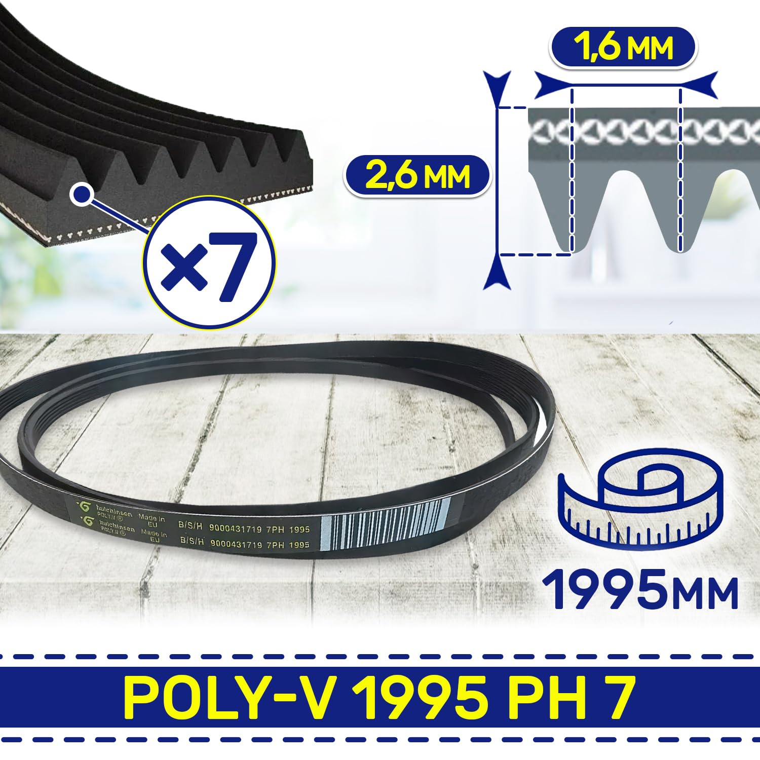 Courroie Machine A Laver Poly V 1163 Mm J5 Code Original