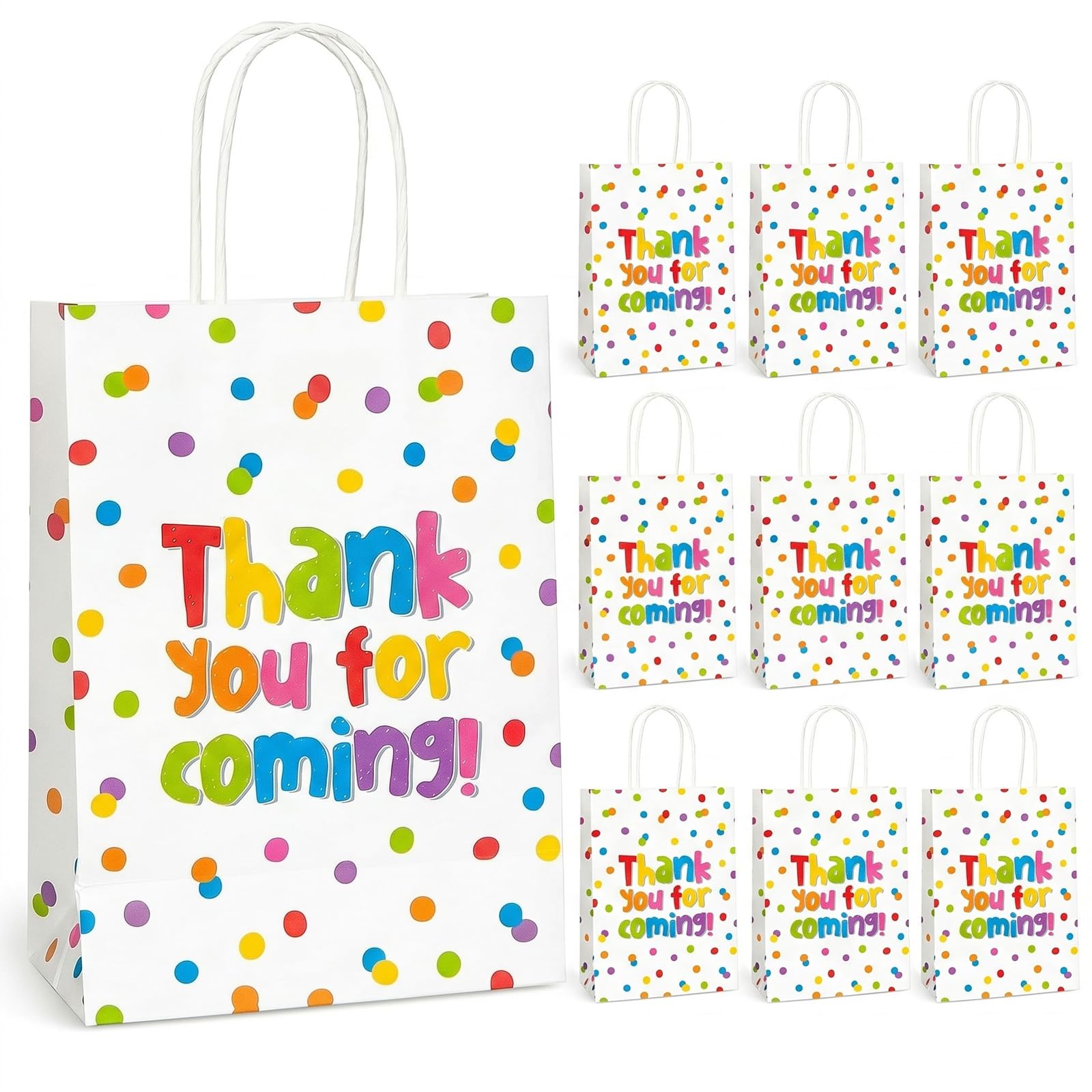 12pcs Thank You for Coming to My Party Bags Dots Small Birthday Gift Bag