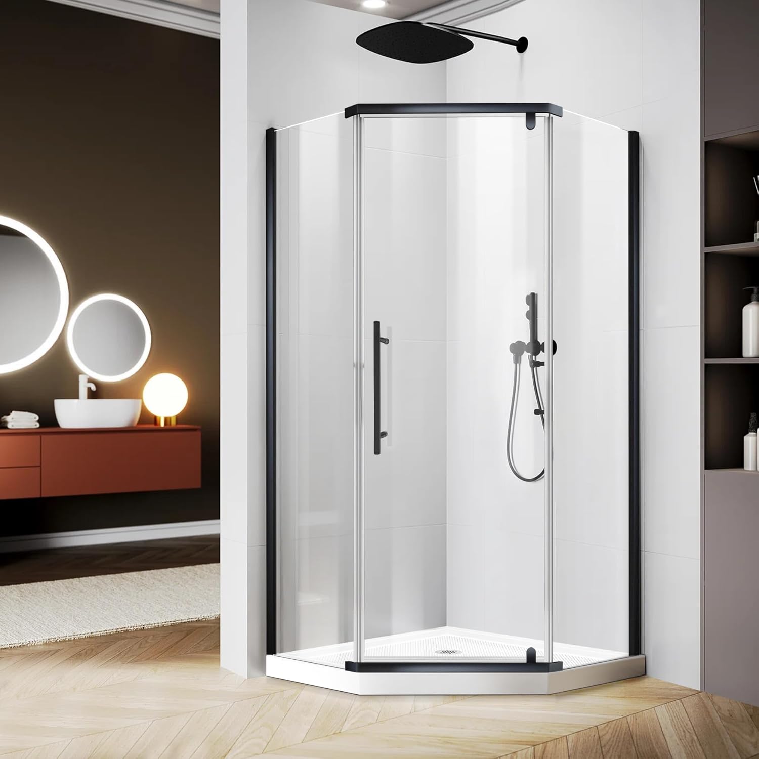  PHMUNY Neo-Angle Frameless Shower Door