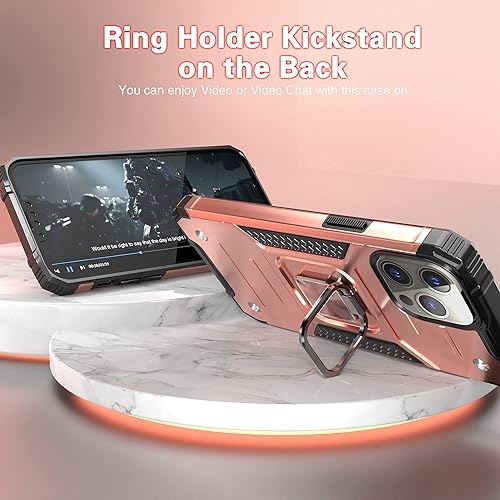 Miniatura 4 de Funda delgada para iPhone 13 Pro Max con protector de pantalla, absorción de golpes, resistente a prueba de caídas, con soporte, funda protectora