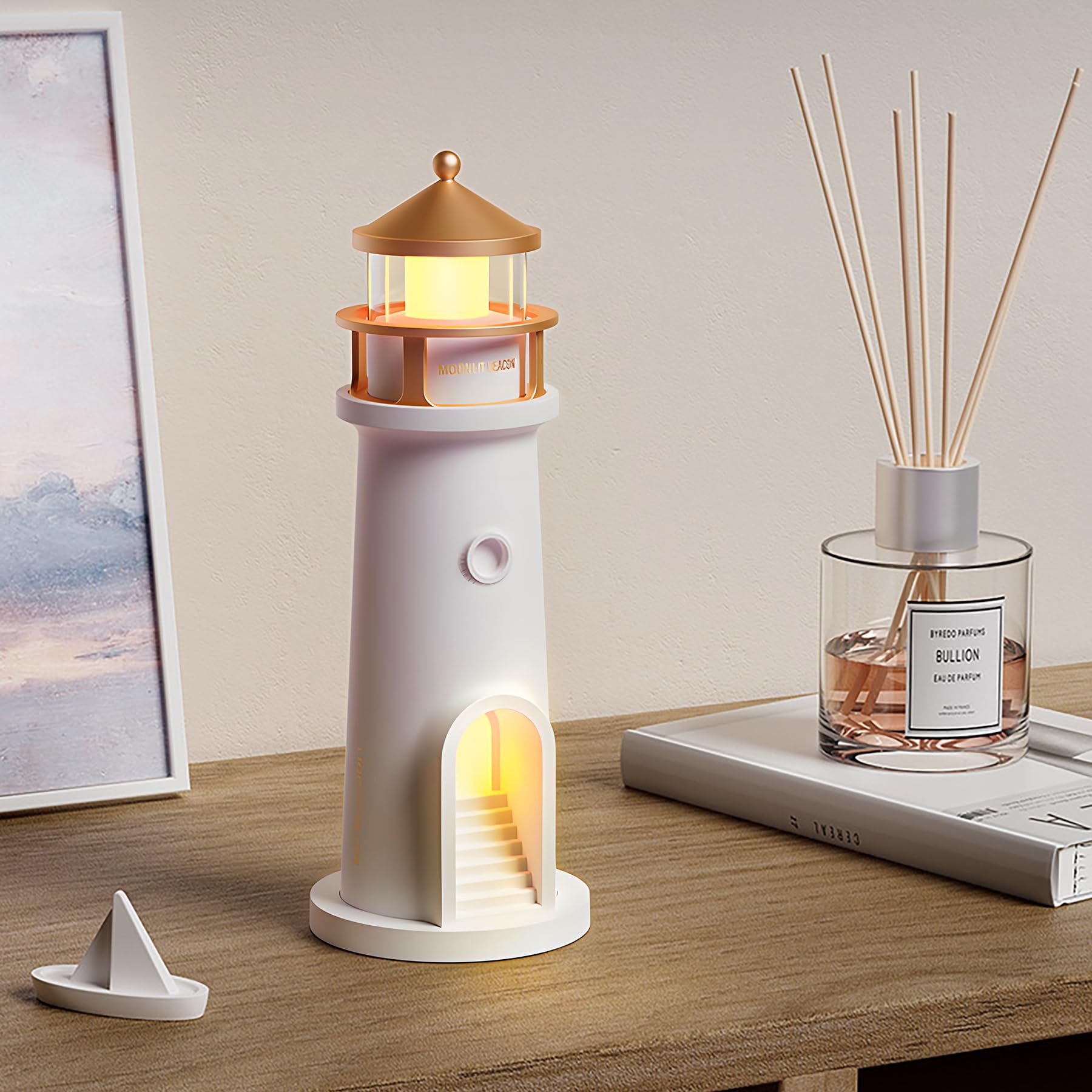Lampada faro con proiezione lunare, batteria integrata da 2400 mAh, ricaricabile tramite USB, telecomando, lampada da comodino a LED, luce notturna senza fili, decorazione per la stanza per adulti e