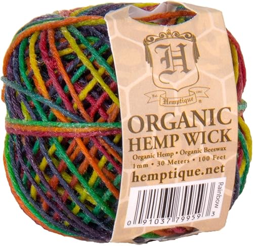 Hemptique Bolas de mecha de cáñamo enceradas de abeja (natural, 20)