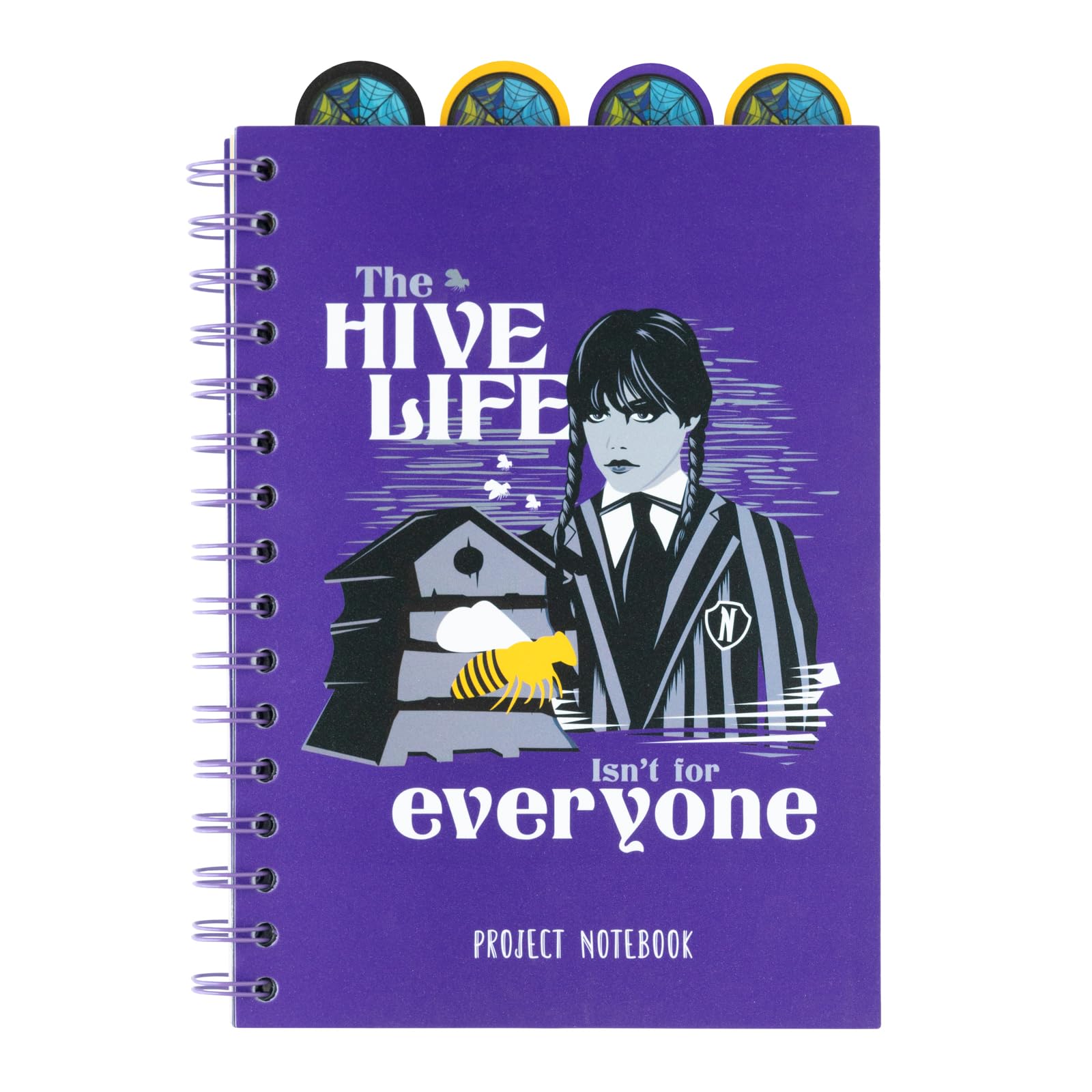 Grupo Erik A5 Project Notebook With 4 Dividers - Wednesday Gifts | Notepad A5 Notebook With Dividers, Project Planner | Wednesday Addams Gifts Under 10 Pounds