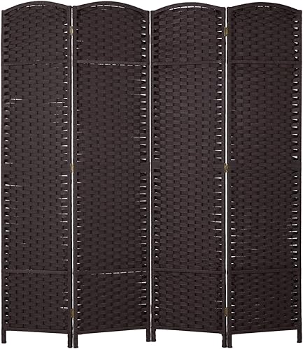 Miniatura 11 de Divisor de habitación plegable de 6 pies con fibra tejida de diamante, divisores de habitación portátiles para interiores y separadores para