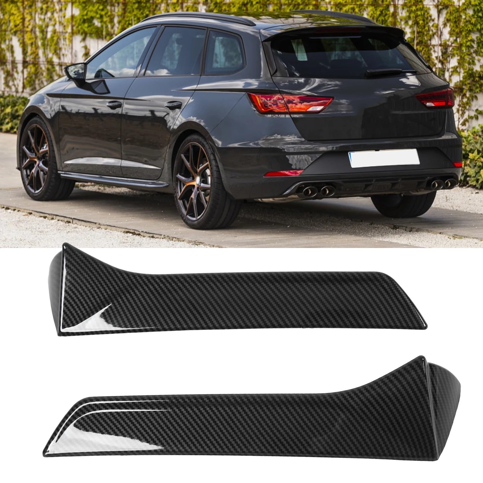 Spoiler dachowy Tylne okno 2 szt. Tylne okno boczne skrzydło rozdzielające wykończenie zewnętrzne lewy prawy pasuje do LEON 5F FR Mk3 MK3.5 2013-2021(B)