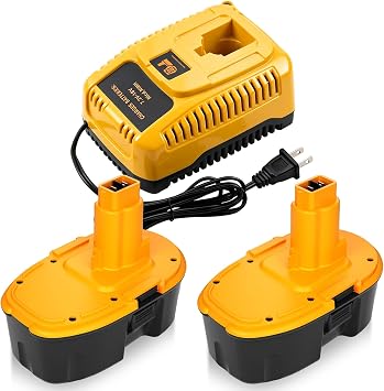 2 Packs 4500mAh DC9096 Replacement for Dewalt 18V XRP Battery and Charger