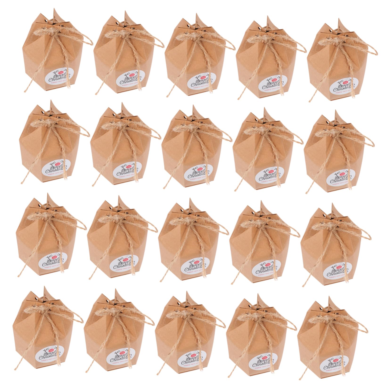 MOLUCKFU 50pcs Hexagonal Christmas Storage Boxes for Candy Snacks and Toys Decorative Candy Cases Elegant Design and Various Patterns for Holiday Gifting and Storage