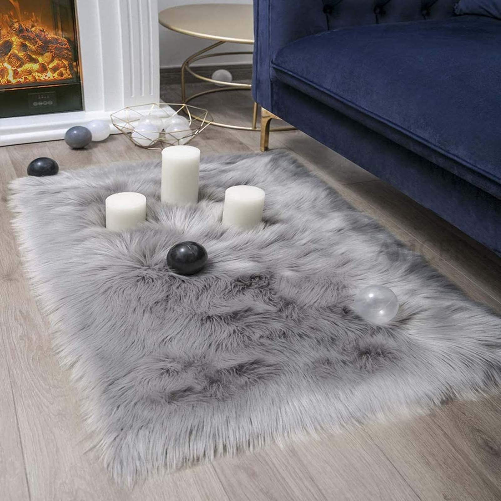Peau De Mouton Synthétique, Super Soft Laine Tapis Duveteux en Fausse Fourrure, Man-Made Luxe Laine Tapis De Canapé Coussin Adapté À La Décoration De La Maison