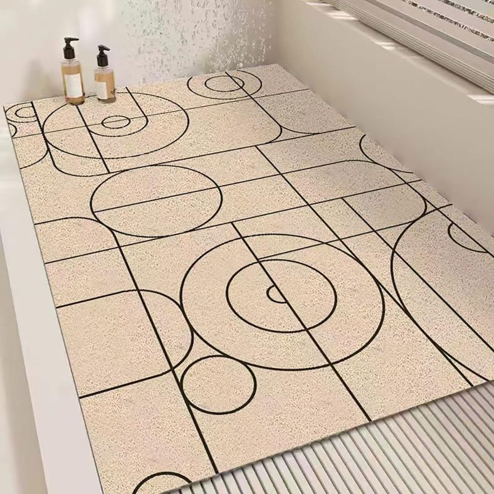 Tapis de Douche antidérapant Tapis Doux – luffa Caoutchouc Rapide(Khaki,60x90cm)