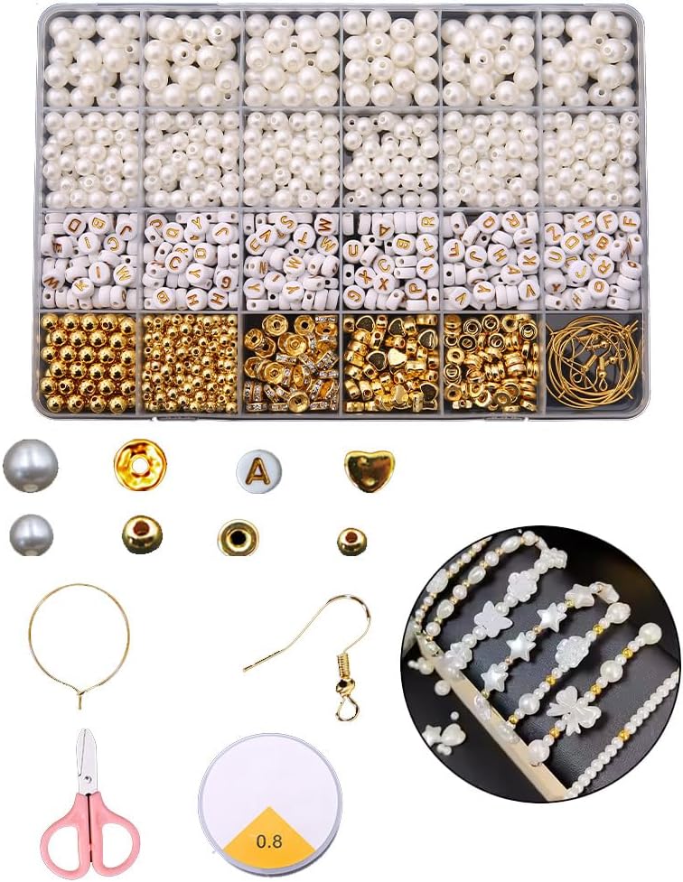 – Capstro 1110PCS Pearl Beads Bracelet Making Kit – 24 Grid Jewelry Craft Box with Charms, Clasps, Strings & Tools | DIY Bead Set for Kids, Girls & Beginners | Handmade Accessories Craft Kit