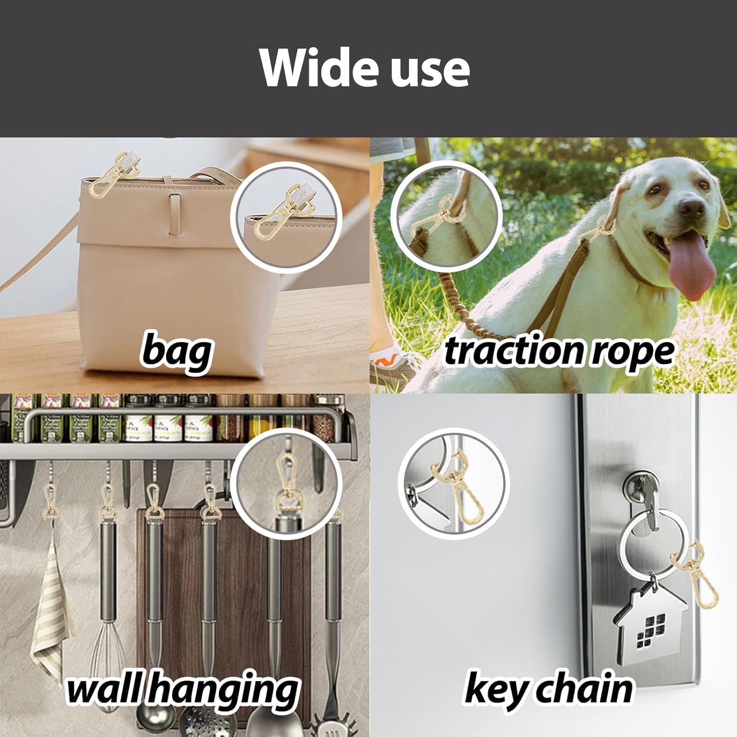 NIIIYTYB 2Pcs Snap Hook Swivel Clasp Set 1.5 Inch Detachable Carabiner Hooks with Screwdriver D Ring Keychain Clips Bag Strap Hardware for Purses Crossbody Bags Key Fobs Pet Collars(Gold) - Image 7