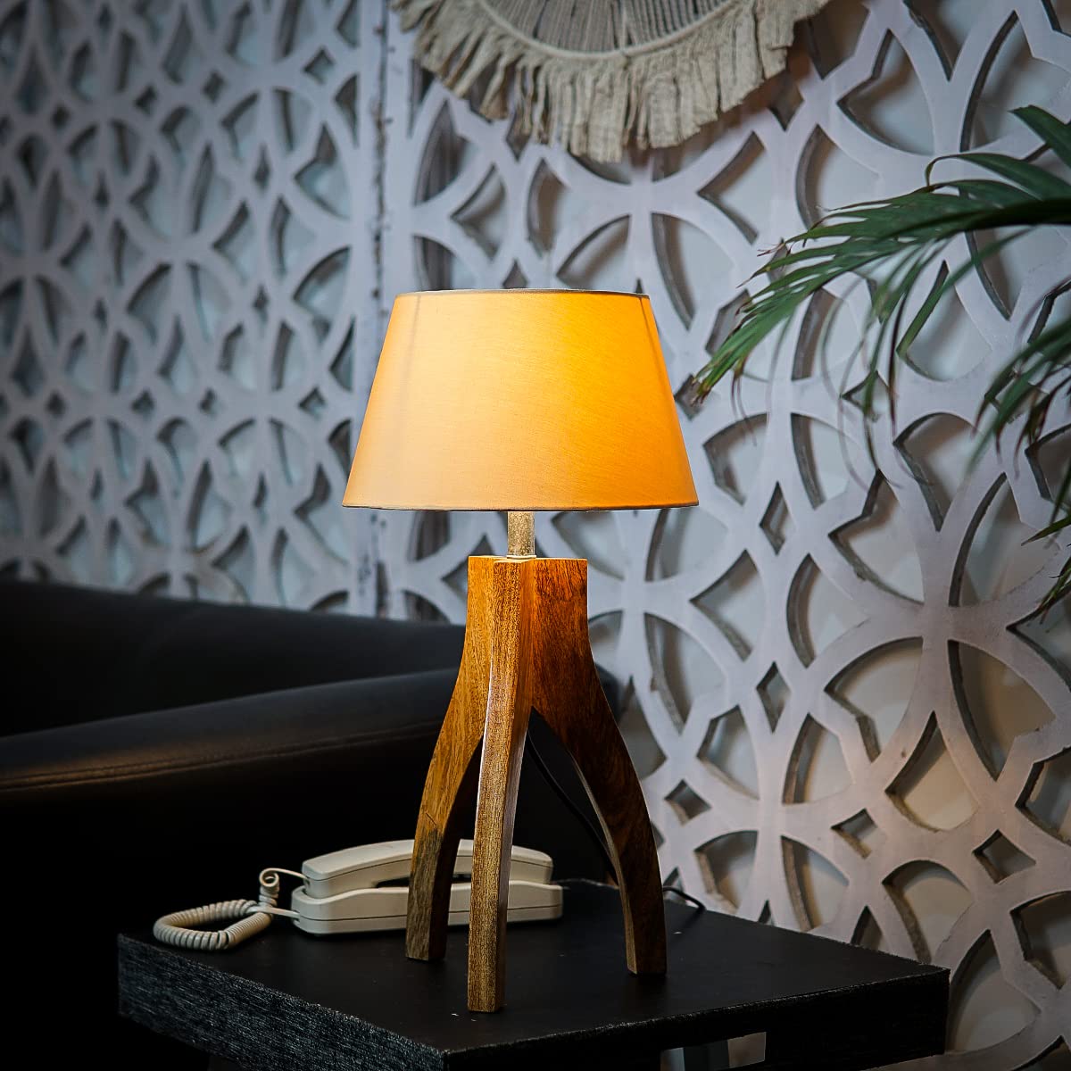 PineCraft International Lupen Table Lamp with Gold Shade Light Lamp for Bedroom, Study Room, Living Room, Bedside, Side Table Home Decor Gift Item 20 inch Night Lamp