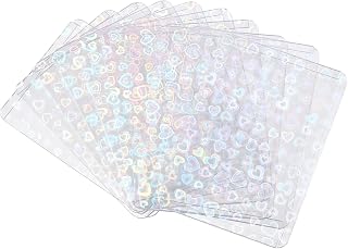 uxcell 10Pcs Photocard Holder, Holographic Clear Card Sleeves, Photo Protector Shield Cover for Trading Cards Decoration, Side Opening Small Heart