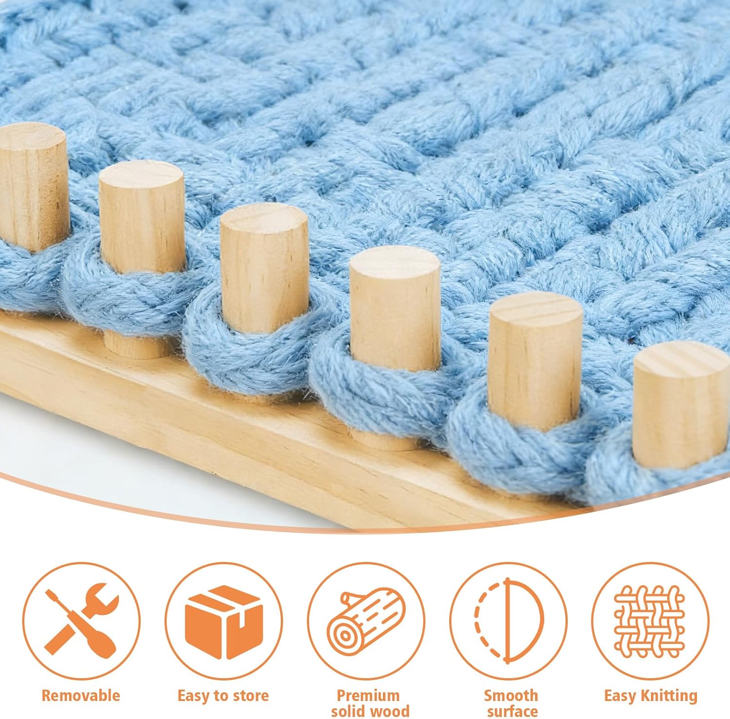 QZWEXAZ 48in Solid Wood Chunky Blanket Loom Kit - 4PCS Knitting Looms with 6 Metal Connectors, Portable DIY Craft Kit for Beginners, Ideal for Handmade Bulky Yarn Crafts and Holiday Special Occasions