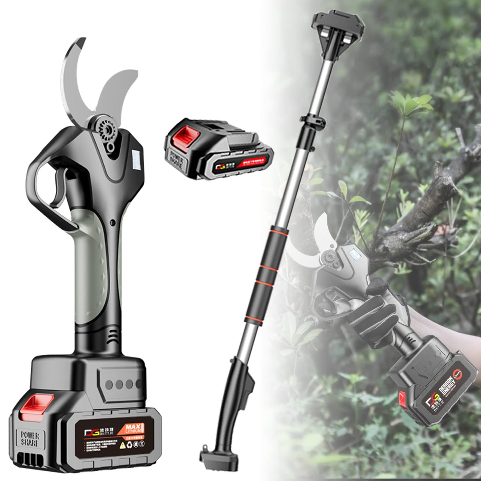 Forbici da potatura elettriche Professionali, Inserti Senza Fili per Giardinaggio, con Doppia Batteria e Lame di Ricambio Extra, attrezzo per potatura Alberi e Giardino.