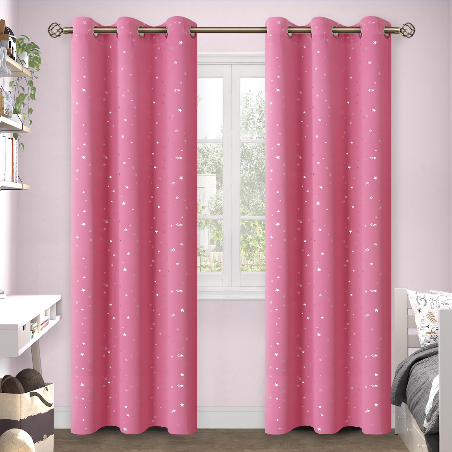 BGment Pink Blackout Curtains for Kids Bedroom 84 Inch Long - 2 Panels