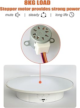 Electric Turntable, 360 Degree Adjustable speed Revolving Base for Photography,Jewelry,3D Models,Watch, USB Power Supply,Motorized Turntable/7.8 inches/Load 17 LB