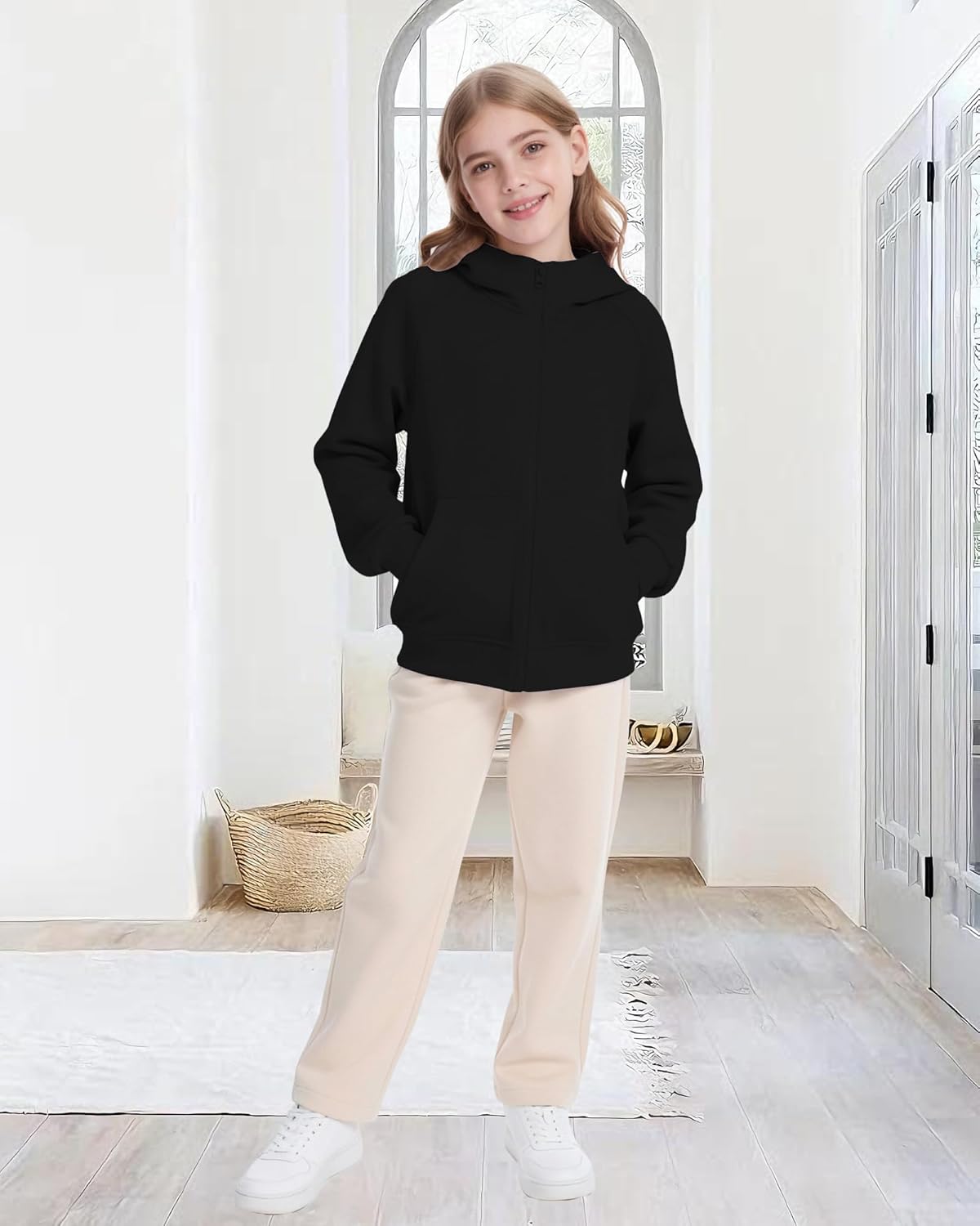 Girls Zip Up Hoodies Teen Fleece Full-Zip Sweatshirts Jacket Casual Hoodie with Pocket 5-14Y - Image 8