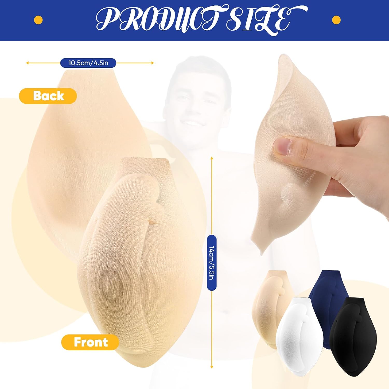 Maiteenly 8 Pcs Men Bulge Enhancing Underwear Cup Swimwear Briefs Pad Enlarge Men Cup Sponge Pad for Swimming Trunks Thongs
