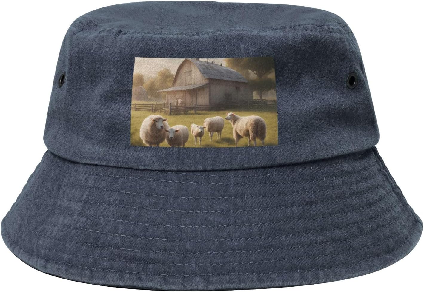 Lots of Cute Sheep Printed Cowboy Fisherman hat, Suitable for Outdoor Fishing Beach Party Fisherman hat Hip-hop hat, Navy Blue