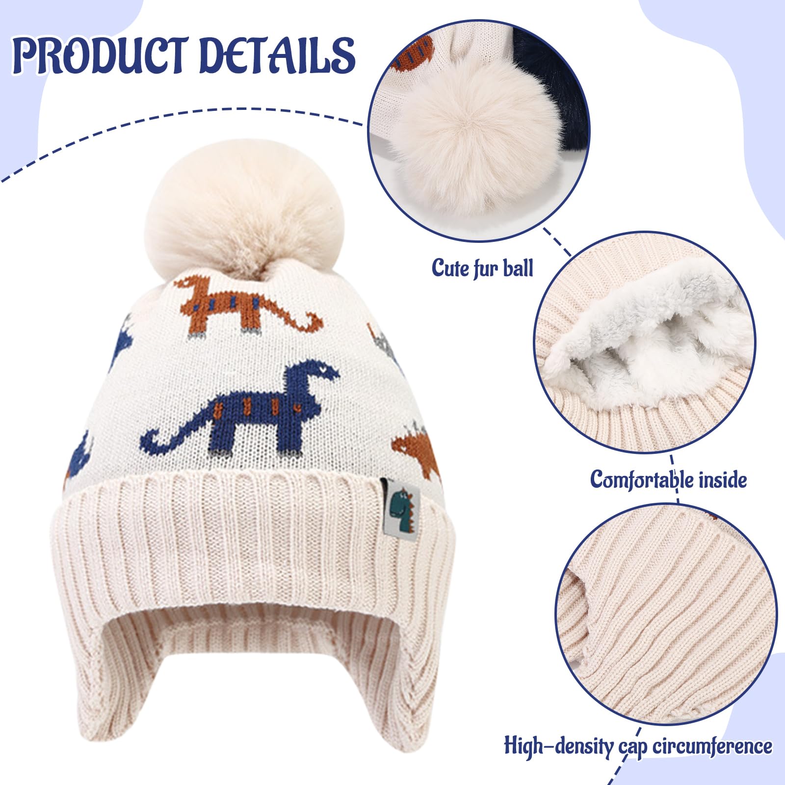 3 Piezas Conjunto De Punto Sombrero Bufanda Guantes, Gorro De Punto TéRmico Con Forro Polar Grueso, Caliente Bufanda Guantes Gorro De Invierno Set, Regalo Para Unisex 2-8 AñOs