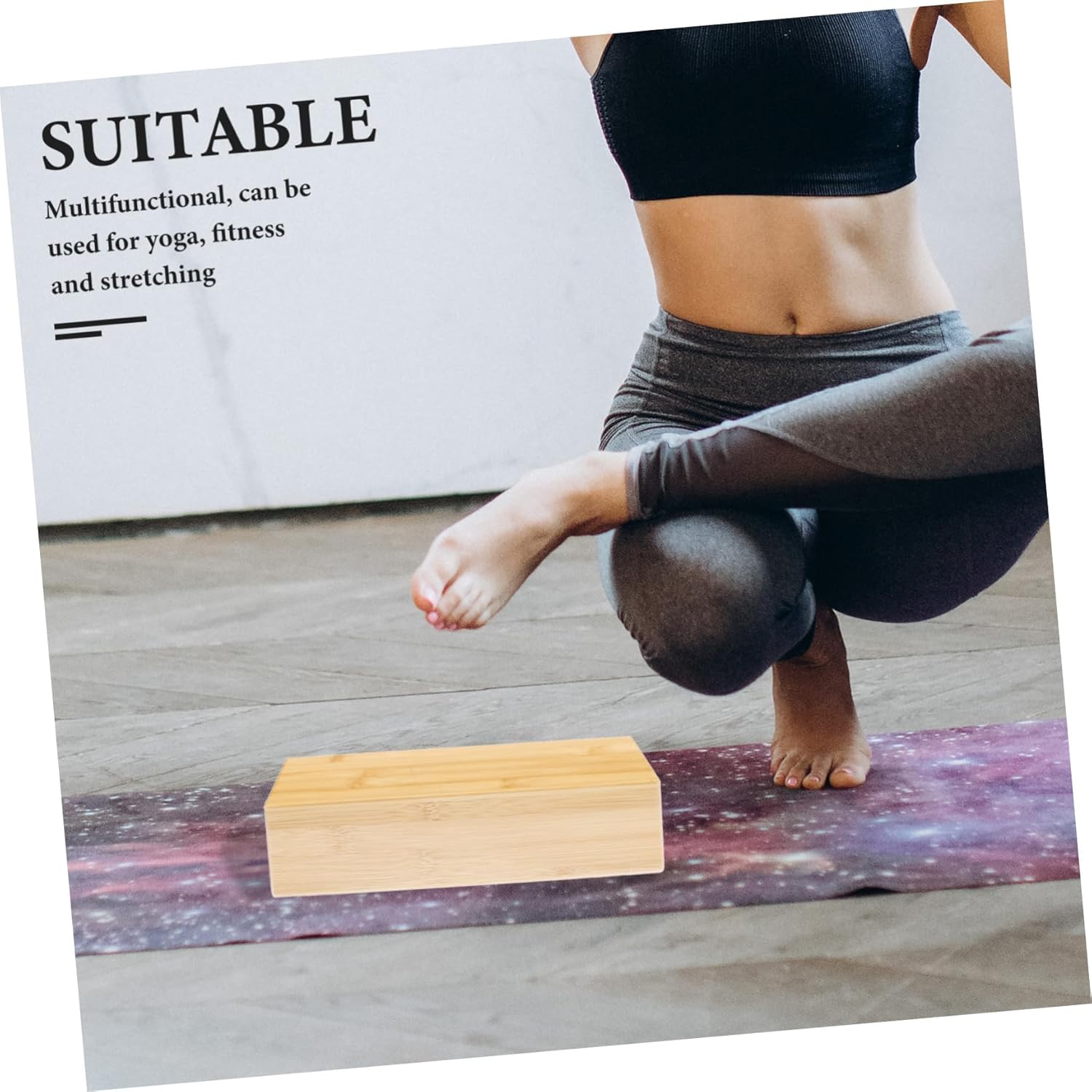 UKCOCO Natural Yoga Block for Portable Sturdy Support for Fitness Non Slip Design for Home Gym Use Simple and Elegant Exercise Accessory