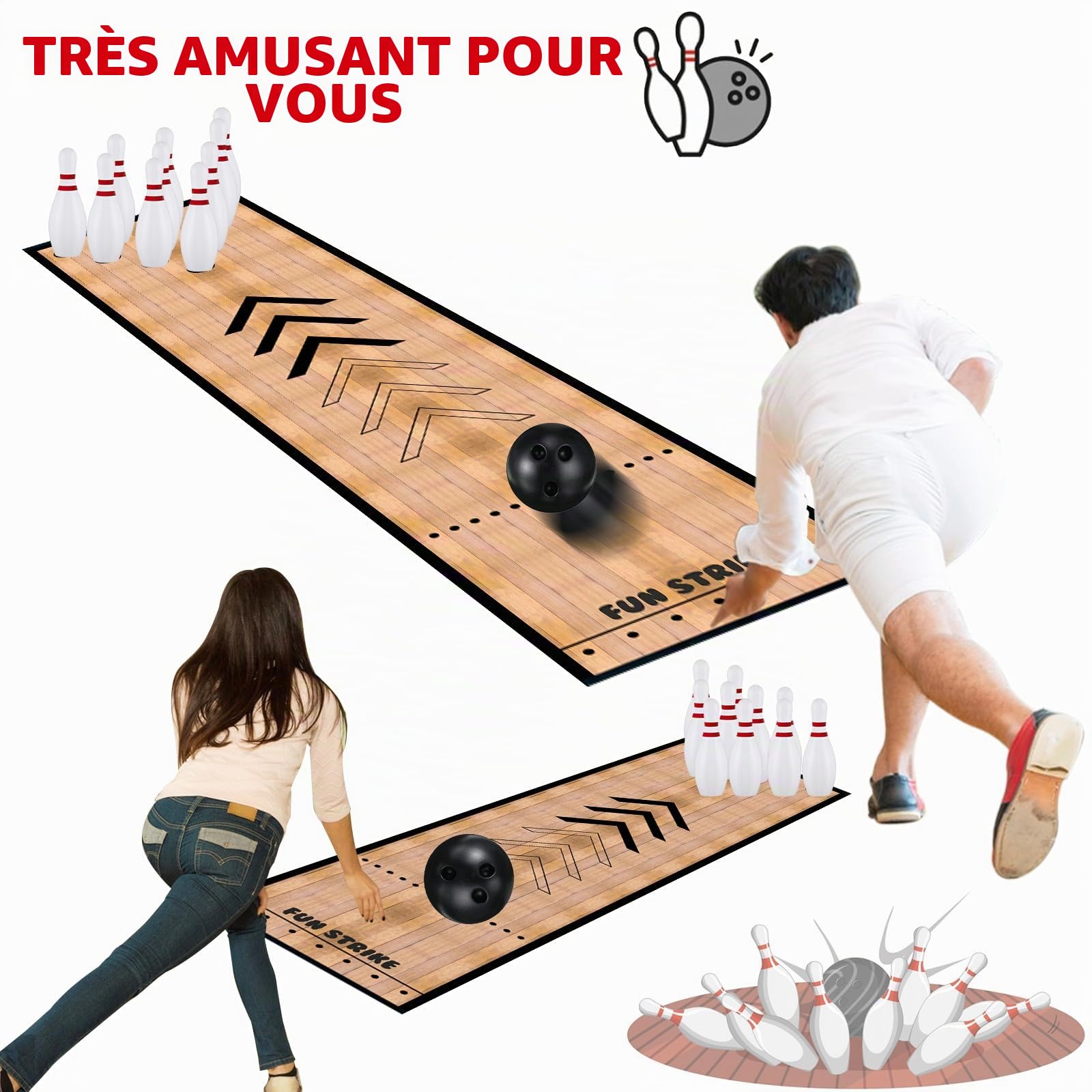 KEAGAN - Mini Set de Bowling, Jeux Complets de Bowling d'Intérieur et d'Extérieur, Set de Bowling pour la Maison, Set de Piste de Bowling avec Voie de Bowling, Quilles de Bowling et Boule, Set de Jeux