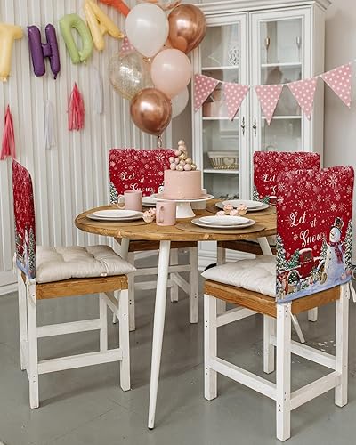 Miniatura 3 de Funda protectora para silla de Navidad, diseño de muñeco de nieve rojo, diseño de árbol de Navidad, camión, comedor, fundas de silla de copo de