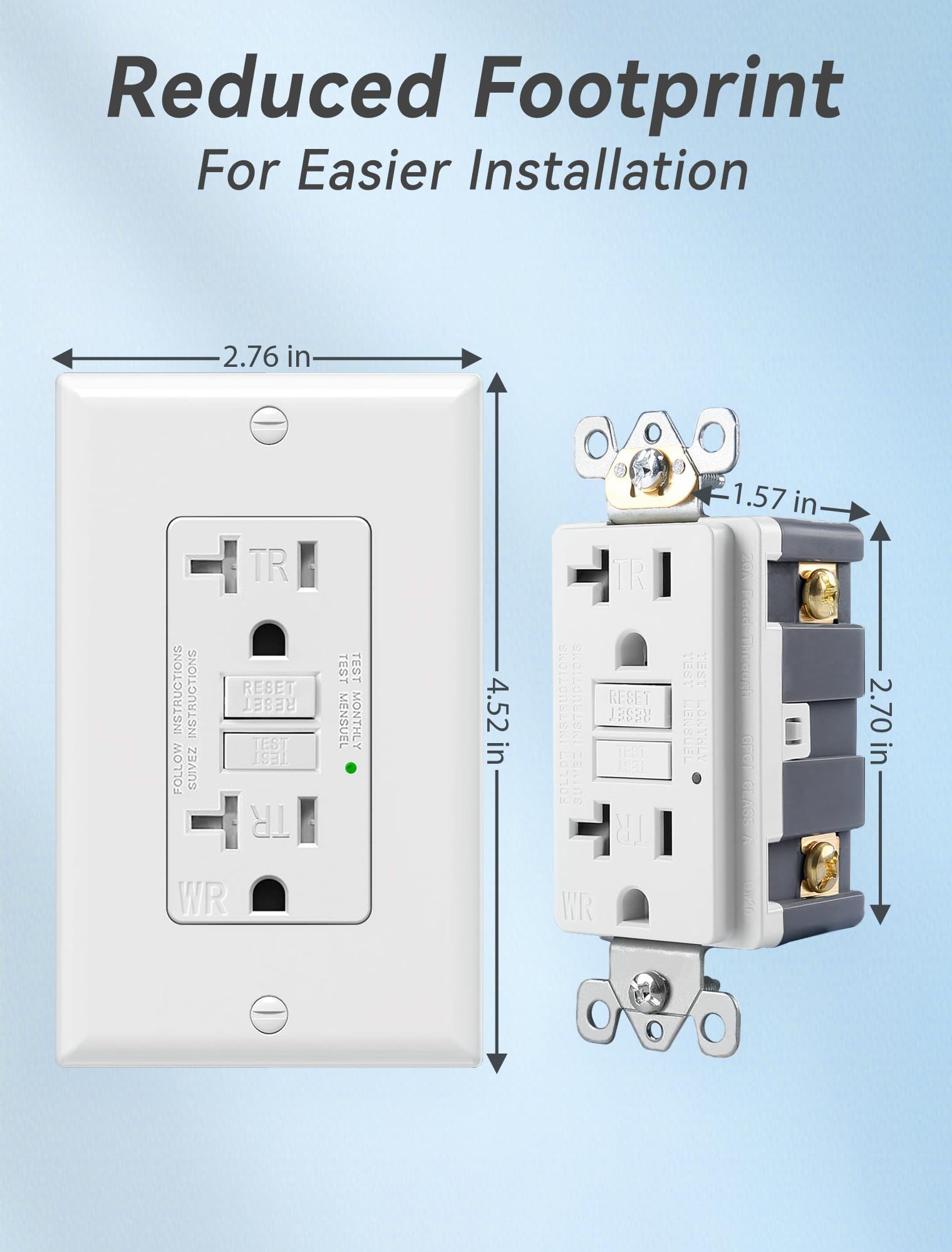 20A GFCI Outlet - UL Listed, Self-Test & Tamper Resistant -5