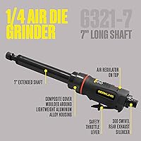 Vista 3 de BT 6321-7 - Amoladora neumática recta extra larga de 1/4 pulgadas - Amoladora neumática de grado profesional con control de velocidad variable