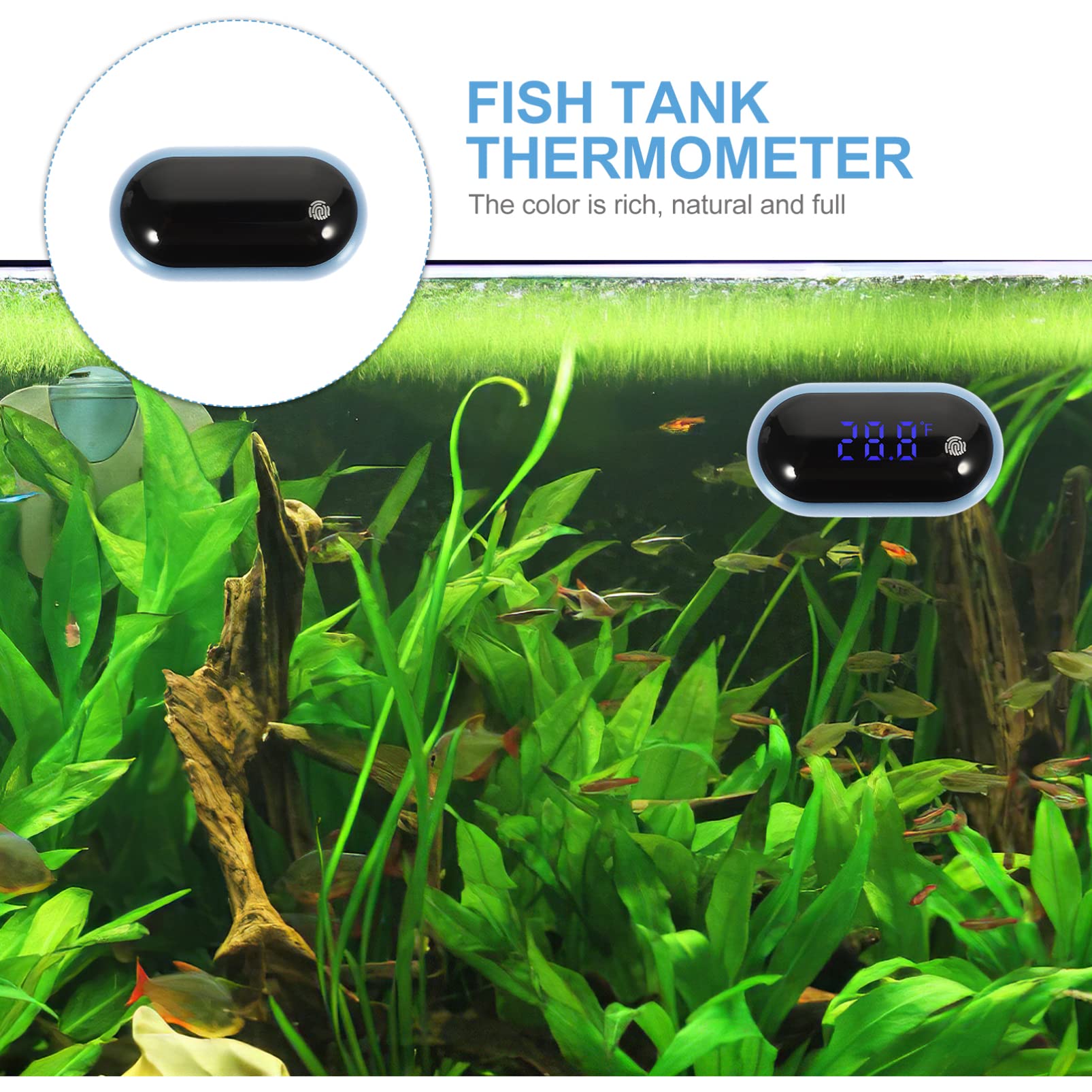 BESPORTBLE 3piezas De Acuario Digital Portátil Medidor De Temperatura Para Peceras Pantalla y Clara Materiales De Inoxidable y Herramienta De Medición Para Acuarios Domésticos