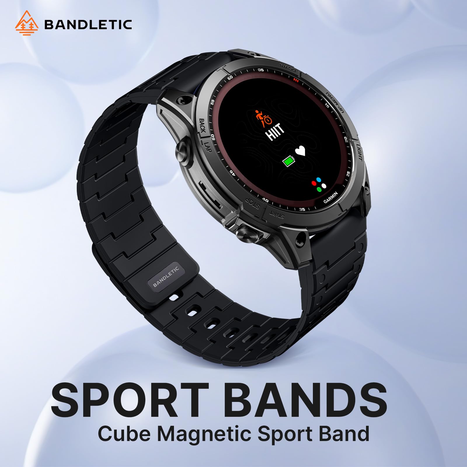 [Bandletic]ガーミン バンド-22mm マグネット式 シリコン バンド 軽量 通気 2色デザイ Fenix 8 47mm/8 Pro/7/Forerunner 970/965/955/945 Approach S70 47mm/S62/S60/Instinct 3 45mm/2/Quatix 8/7/6/5/Epix Pro 2など対応 - 4