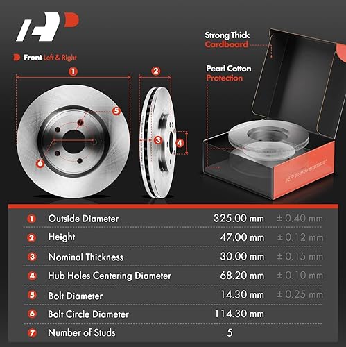 Miniatura 3 de A-Premium Kit de rotores de freno de disco sólido delanteros y traseros + pastillas de cerámica compatible con modelos seleccionados de Ford y