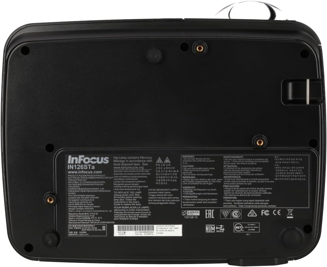 InFocus IN126STa WXGA Short Throw Projector, 3300 Lumens, HDMI, LAN, Wireless-ready