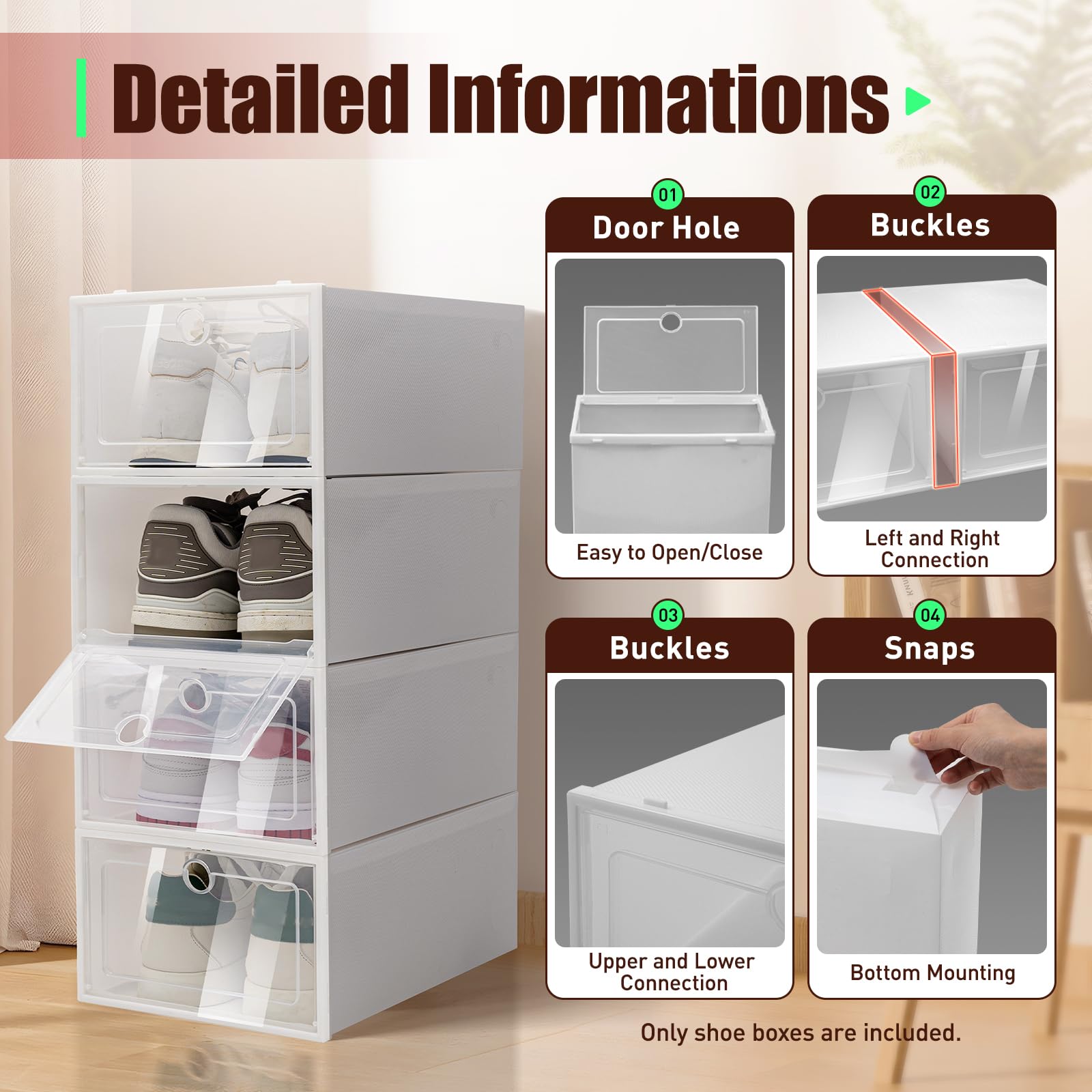 Lot De 20 Boîtes De Rangement En Plastique - 33x23x14 Cm - Empilables Et Pliables - Pour Chaussures, Objets