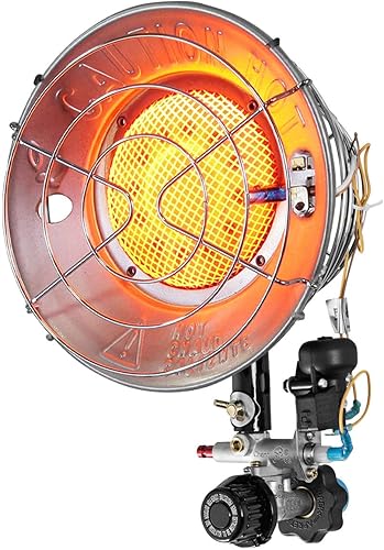 HAPPYGRILL Calentador de tanque de propano de 15,000 BTU con ajustes de calor ajustables, calentador portátil para exteriores con interruptor de
