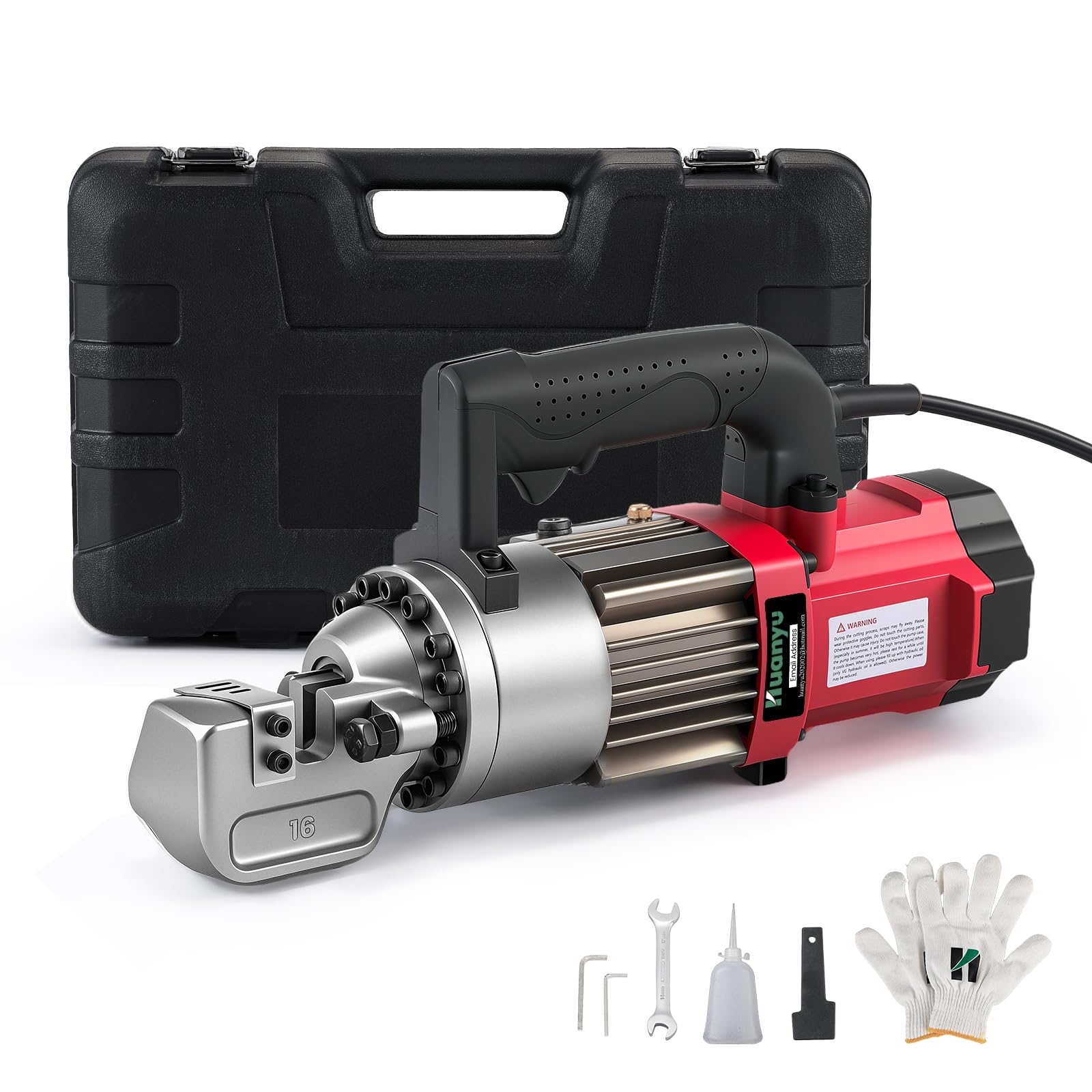 Huanyu Cortadora de Varilla Hidráulica Eléctrica, Corta Varilla de 4-16mm，Cortadora de Varilla Portátil, Velocidad de Corte 2-2.5s, 850W, 220V para Operaciones en Obras de Construcción(RC-16B) | 220 V, velocidad de corte 2 – 2,5 s, práctico cortador de re