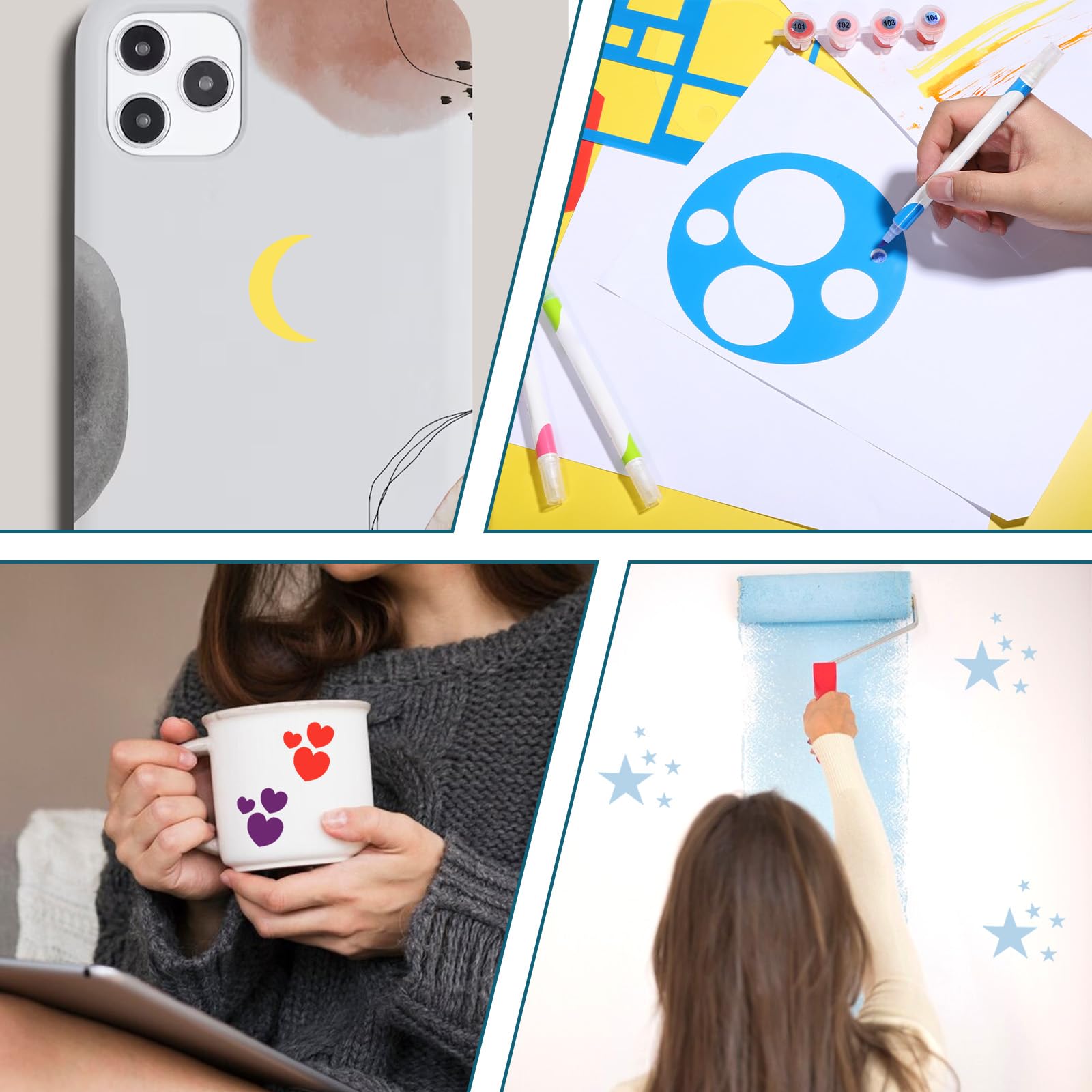 BOHUIZ 16 Pieces Geometric Stencils Template for Kids Children Shapes Drawing Stencils Colorful Art Painting Template for DIY Craft Toddlers Preschooler Learning Tool (Multicolor,5.9 x 5.9 Inch) - Image 7